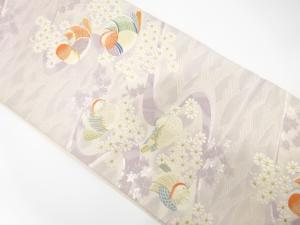 アンティーク　流水に鴛鴦・花模様織り出し袋帯（材料）